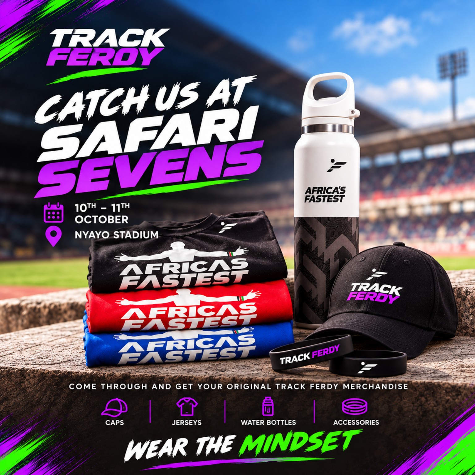 Track Ferdy at Safari Sevens, 10–11 October at Nyayo Stadium. Shop caps, jerseys, water bottles and accessories.